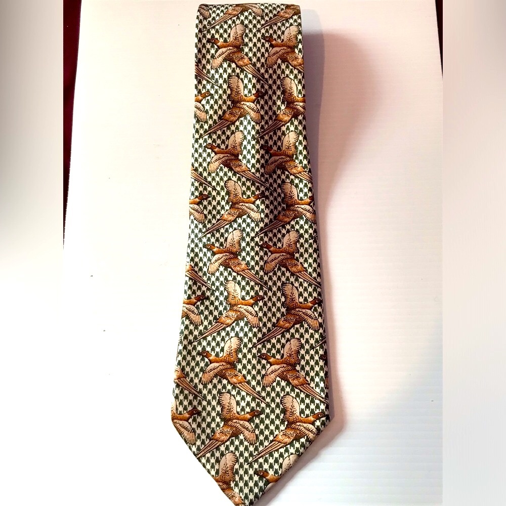 Michelsons of London 100% Silk Pheasants Bird Tie